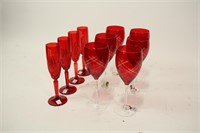 MIXED LOT OF TEN RED CRYSTAL STEMWARE