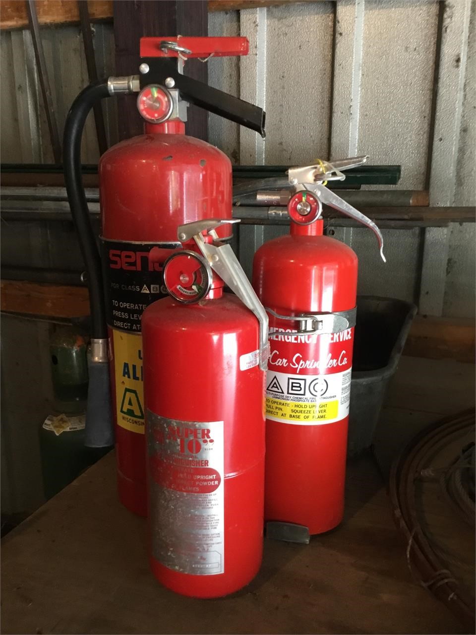 Group lot of fire extingushiers