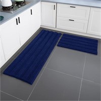 2 Piece Bath Rugs Set - Navy Blue