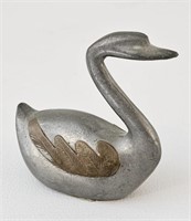 Vintage Gatco Pewter Brass Swan Figurine