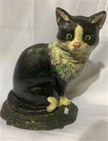 Large cast-iron cat doorstop, with glass eyes, 12