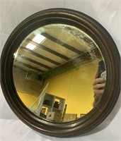 Antique mahogany small round wall mirror 14