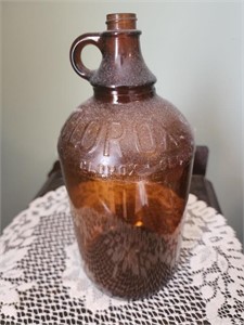 Vintage Clorox Glass Bottle  Half Gallon Amber