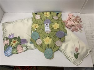 Easter Cream Table Runner, Placemats & Napkins Set