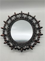 Shabby Chic French Oval Wall Mirror w Fleur de Lis