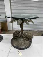 Elephant/palm tree base occasional table. Resin