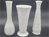 (3) Milk Glass Vases