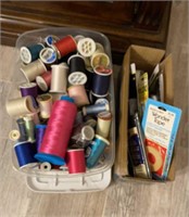 Assorted thread, elastic &sewing items