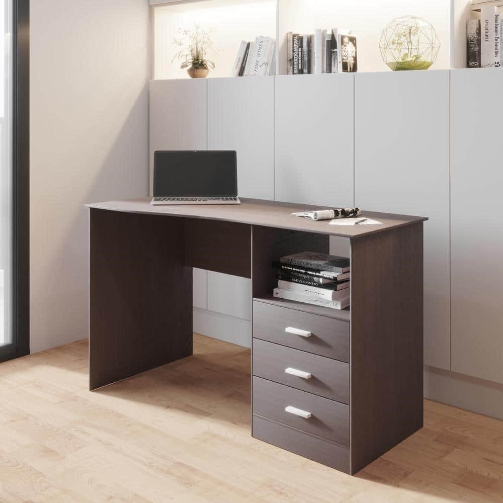 52 in. Rectangular Wenge 3 Drawer Desk