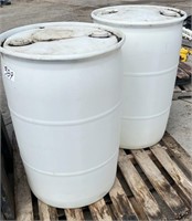 Two 45 gallon Plastic Barrels. #C.