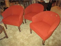 Lot of (3) M.C.M. Upholstered Rolling Chairs