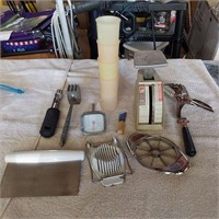Tupperware small cups, scale & kitchen utensils