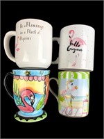 (4) Another Lot of Various Flamingo Mugs