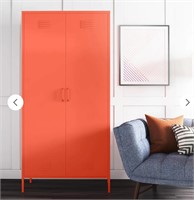 Cache Tall 2 Door Metal Locker Cabinet, ORANGE