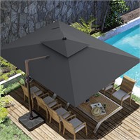 10x13FT Cantilever Outdoor Patio Umbrella  Grey