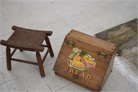 Wooden Stool & Bread Box