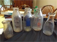 (5) Vintage Glass Milk Bottle w/ Advertising