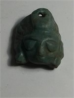 ANCIENT GREEN STONE CARVED PENDANT MASK FACE