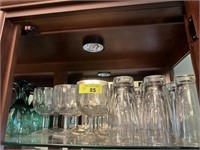 12 glasses, 8 goblets, 6 green stemware