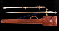Masonic Dress Sword w/ Scabbard and Leather Case