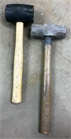 Rubber mallet and 4 pound sledge