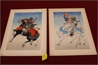 2pc Japanese Woodblock Hasegawa Sadanobu III