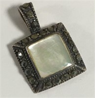 Sterling, Marcasite & Mother Of Pearl Pendant