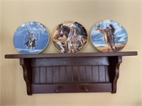 (3) Collector Plates with Wall Shelf