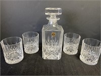 RCR lead crystal square decanter w/stopper &
