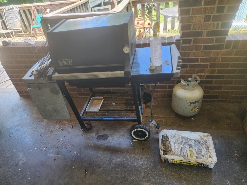 Weber grill and accessories,  propane tank and