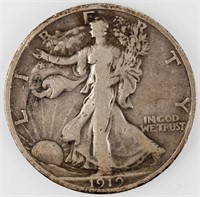 Coin 1919-S  Walking Liberty Half Dollar Fine / VF