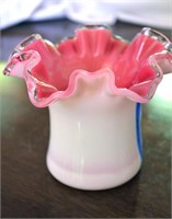 MILK GLASS AND PINK VASE