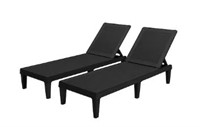 Outdoor Chaise Lounge Set of 2 Black Plastic