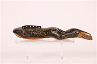 Early 6.75" Folk Art Frog Fish Spearing Decoy by