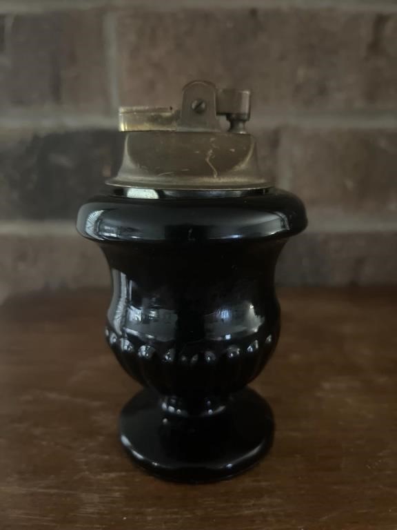 1960 's LE Smith Urn Form  Black Amethyst Glass