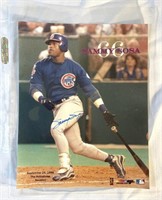 Sammy Sosa autographed 10" x 8” photo, certificate