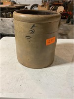 Early primitive number 5 glazed crock