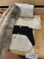 VINTAGE MINK COLLAR & VINTAGE HANDBAGS