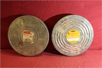 Two Vintage Empty Movie Film Canisters