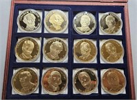 12 Presidential Trials coins 24kt gold over copper