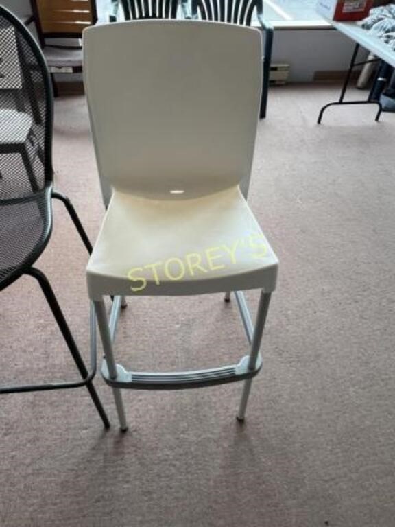 White Plastic Patio Bar Stool - 30"