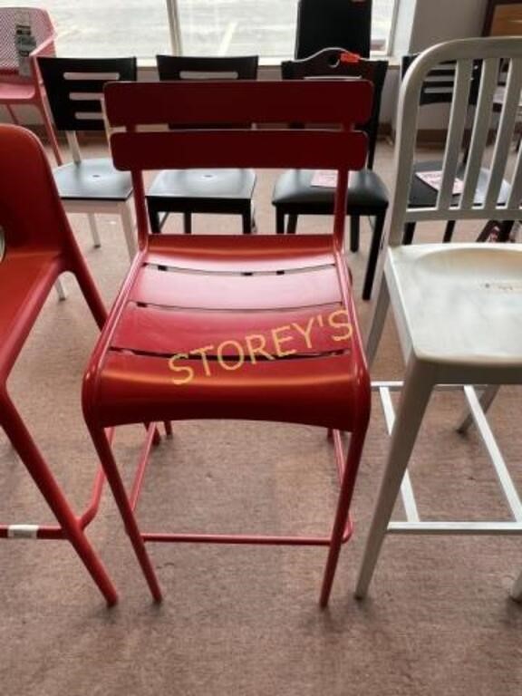 Red Metal Patio Bar Stool - 30"