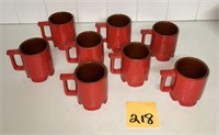 Frankoma Flame Red Coffee Cups
