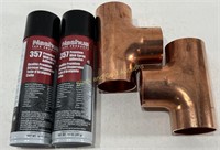 (2) Copper Tee 2-1/2 in. Fittings & Spray Adhesive