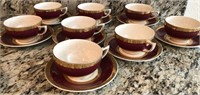 E - SET OF 8 TEACUPS & SAUCERS (ENGLAND) (K26)