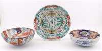 3 pcs Porcelain Imari Bowls & Plate