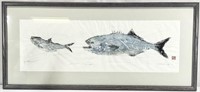 Gyotaku Japanese Fish Rubbing Art, Signed