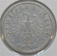 1939 NAZI  GERMAN  50 CENT  AU