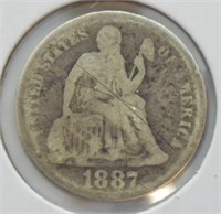 1887 SEATED DIME  G