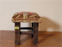 Wood Fabric Footstool. 12" x 12" x 12"